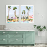 NNEDSZ Wall Art 80cmx120cm Saguaro Hotel 2 Sets White Frame Canvas
