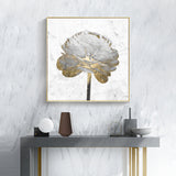 NNEDSZ Wall Art 40cmx40cm Gold And White Blossom On White 2 Sets Gold Frame Canvas