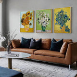 NNEDSZ Wall Art 70cmx100cm Van Gogh sunflowers Roses 3 Sets Gold Frame Canvas