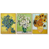 NNEDSZ Wall Art 80cmx120cm Van Gogh sunflowers Roses 3 Sets Gold Frame Canvas