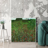 NNEDSZ Wall Art 50cmx50cm Field of Poppies by Gustav Klimt White Frame Canvas