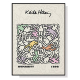 NNEDSZ Wall Art 50cmx70cm Keith Haring Humanity Black Frame Canvas
