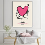 NNEDSZ Wall Art 60cmx90cm Keith Haring Love Pop Art Black Frame Canvas
