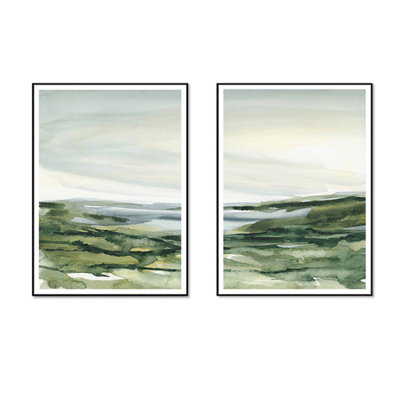 NNEDSZ Wall Art 50cmx70cm Watercolor landscape 2 Sets Black Frame Canvas