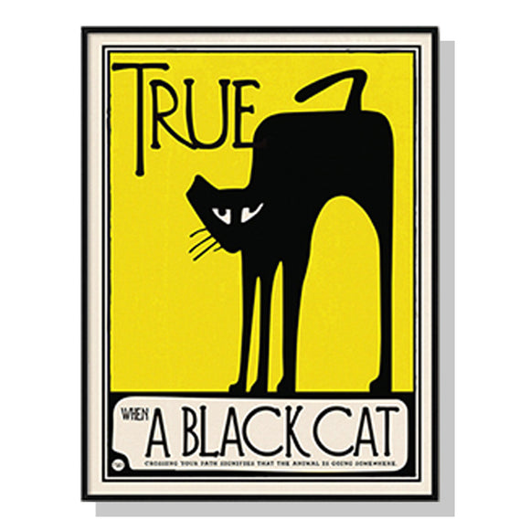 NNEDSZ Wall Art 50cmx70cm Black Cat Black Frame Canvas