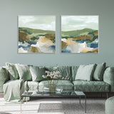 NNEDSZ Wall Art 60cmx60cm Abstract Landscape 2 Sets White Frame Canvas