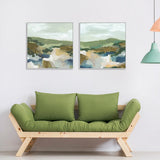 NNEDSZ Wall Art 60cmx60cm Abstract Landscape 2 Sets White Frame Canvas