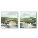 NNEDSZ Wall Art 70cmx70cm Abstract Landscape 2 Sets White Frame Canvas