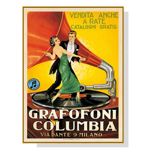 NNEDSZ Wall Art 60cmx90cm Grafofoni Columbia Gold Frame Canvas