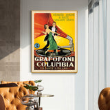 NNEDSZ Wall Art 80cmx120cm Grafofoni Columbia Gold Frame Canvas