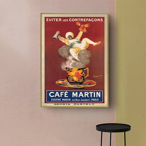 NNEDSZ Wall Art 60cmx90cm Cafe Martin Gold Frame Canvas