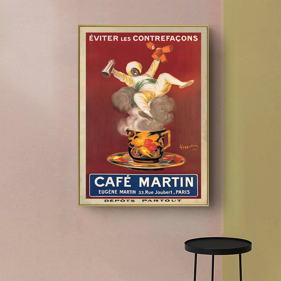 NNEDSZ Wall Art 60cmx90cm Cafe Martin Gold Frame Canvas