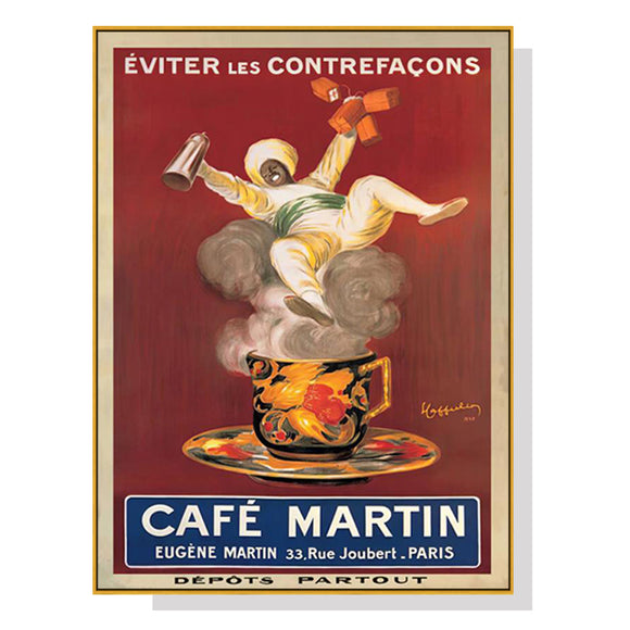 NNEDSZ Wall Art 70cmx100cm Cafe Martin Gold Frame Canvas