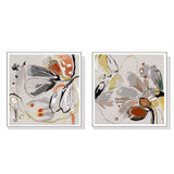 NNEDSZ Wall Art 50cmx50cm Blooming Spring Floral 2 Sets White Frame Canvas