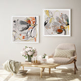 NNEDSZ Wall Art 60cmx60cm Blooming Spring Floral 2 Sets White Frame Canvas