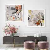 NNEDSZ Wall Art 60cmx60cm Blooming Spring Floral 2 Sets White Frame Canvas