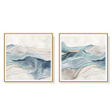 NNEDSZ Wall Art 50cmx50cm Blue Mountain 2 Sets Gold Frame Canvas
