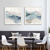 NNEDSZ Wall Art 50cmx50cm Blue Mountain 2 Sets Gold Frame Canvas