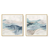 NNEDSZ Wall Art 60cmx60cm Blue Mountain 2 Sets Gold Frame Canvas