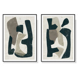 NNEDSZ Wall Art 60cmx90cm Abstract Puzzle 2 Sets Black Frame Canvas