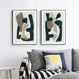 NNEDSZ Wall Art 60cmx90cm Abstract Puzzle 2 Sets Black Frame Canvas