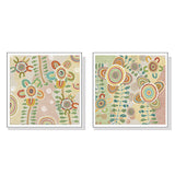 NNEDSZ Wall Art 70cmx70cm Lovely Pattern 2 Sets White Frame Canvas