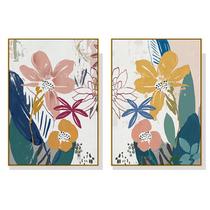 NNEDSZ Wall Art 50cmx70cm Summer Smile 2 Sets Gold Frame Canvas
