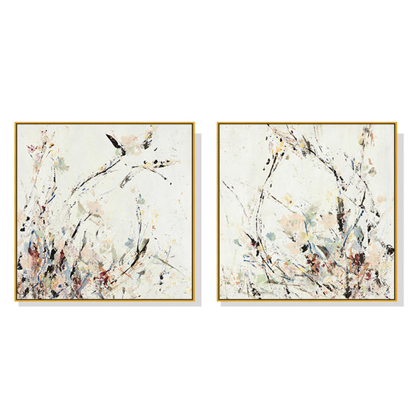 NNEDSZ Wall Art 50cmx50cm Afternoon Walk 2 Sets Gold Frame Canvas