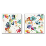 NNEDSZ Wall Art 60cmx60cm Glitchy Floral 2 Sets White Frame Canvas