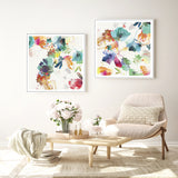 NNEDSZ Wall Art 70cmx70cm Glitchy Floral 2 Sets White Frame Canvas