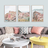 NNEDSZ Wall Art 40cmx60cm Italy Cinque Terre 3 Sets Wood Frame Canvas