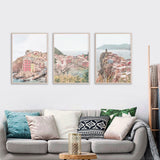 NNEDSZ Wall Art 50cmx70cm Italy Cinque Terre 3 Sets Wood Frame Canvas