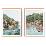 NNEDSZ Wall Art 60cmx90cm Italy Coast 2 Sets Wood Frame Canvas