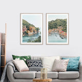 NNEDSZ Wall Art 60cmx90cm Italy Coast 2 Sets Wood Frame Canvas