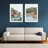 NNEDSZ Wall Art 60cmx90cm Italy Coast 2 Sets Wood Frame Canvas