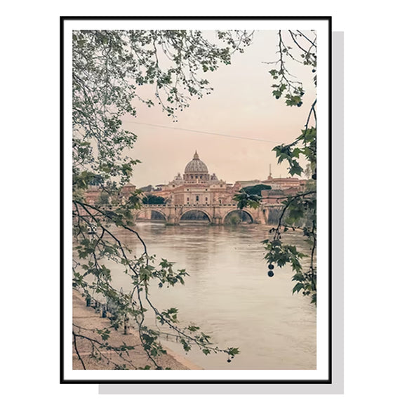 NNEDSZ Wall Art 60cmx90cm Rome City Black Frame Canvas