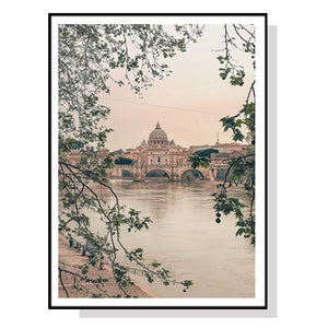 NNEDSZ Wall Art 80cmx120cm Rome City Black Frame Canvas