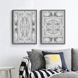 NNEDSZ Wall Art 50cmx70cm Black White Pattern 2 Sets Black Frame Canvas