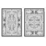 NNEDSZ Wall Art 60cmx90cm Black White Pattern 2 Sets Black Frame Canvas