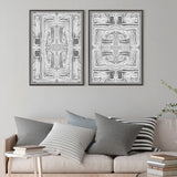 NNEDSZ Wall Art 60cmx90cm Black White Pattern 2 Sets Black Frame Canvas