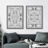 NNEDSZ Wall Art 60cmx90cm Black White Pattern 2 Sets Black Frame Canvas