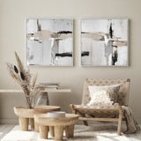 NNEDSZ Wall Art 50cmx50cm Neutral Abstract 2 Sets White Frame Canvas