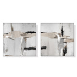NNEDSZ Wall Art 70cmx70cm Neutral Abstract 2 Sets White Frame Canvas