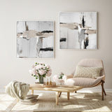 NNEDSZ Wall Art 70cmx70cm Neutral Abstract 2 Sets White Frame Canvas