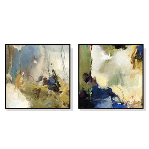 NNEDSZ Wall Art 50cmx50cm Abstract Blue 2 Sets Black Frame Canvas