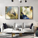 NNEDSZ Wall Art 50cmx50cm Abstract Blue 2 Sets Black Frame Canvas