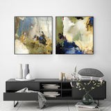 NNEDSZ Wall Art 50cmx50cm Abstract Blue 2 Sets Black Frame Canvas