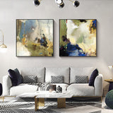 NNEDSZ Wall Art 60cmx60cm Abstract Blue 2 Sets Black Frame Canvas