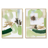 NNEDSZ Wall Art 50cmx70cm Abstract Green Mint 2 Sets Gold Frame Canvas