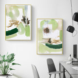 NNEDSZ Wall Art 50cmx70cm Abstract Green Mint 2 Sets Gold Frame Canvas